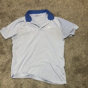 Nike Men's White and Blue Polo Shirt